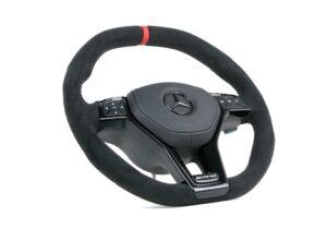 11 Mercedes Benz W204 C63 AMG Lenkrad Alcantara 12Uhr Leder rot Airbag Leder2