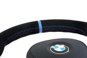14 BMW M5 F90 Lenkrad Alcantara hellblaue 12 Uhr Mark Airbag Leder4