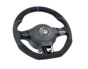 17 VW Golf 6 R GTI GTD Lenkrad Alcantara Leder Naht blau 12 Uhr Mark. blau Alcantara3