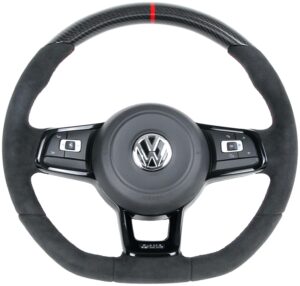 17 VW Golf 7 GTI R GTD Lenkrad Carbon oben Alcantara Naht rot Topf Alcantara1