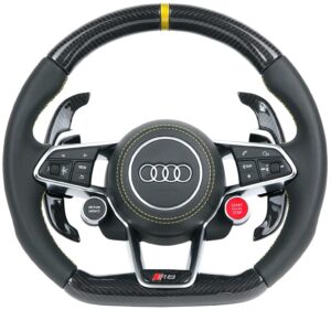 18 Audi R8 4S Lenkrad Carbon Leder Carbonwippen 12 Uhr Mark Carbon gelb1