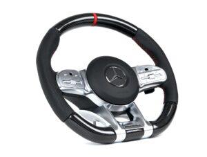 26 Mercedes Benz W205Mopf Lenkrad Carbon Leder perforiert Naht rot3