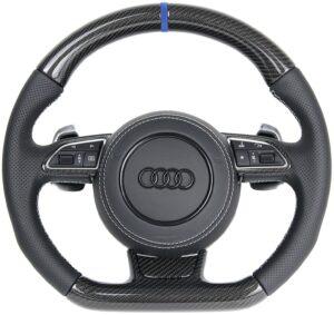 29 Audi A4 S4 RS4 B8 8K Lenkrad Carbon Leder perforiert 12 Uhr Mark. Alcantara blau1