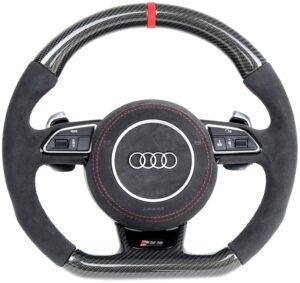 31 Audi A4 S4 RS4 B8 8K Lenkrad Carbon Alcantara Airbag Alcantara Naht rot1