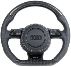 33 Audi A4 S4 RS4 B8 8K Lenkrad Carbon Leder perforiert silberne Naht Airbag Leder1