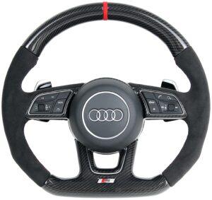 35 Audi A4 S4 RS4 B9 8W Lenkrad Carbon Alcantara 12 Uhr Mark. Alcantara rot1