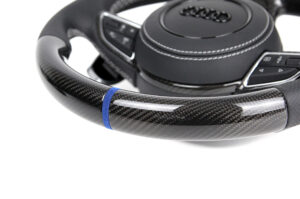 8 Audi A6 S6 RS6 C7 4G Lenkrad Carbon Leder perforiert 12 Uhr Mark. Alcantara blau10