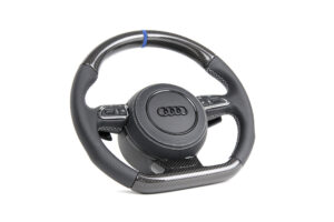 8 Audi A6 S6 RS6 C7 4G Lenkrad Carbon Leder perforiert 12 Uhr Mark. Alcantara blau2