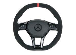 6 Mercedes Benz W204 C63 AMG Lenkrad Alcantara 12Uhr Leder rot Airbag Leder1