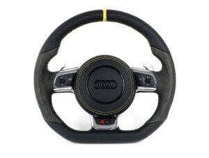 8 Audi R8 420 Lenkrad Alcantara Leder gelbe 12 Uhr Mark. Airbag Leder2