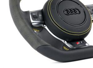 1 Audi R8 420 Lenkrad Alcantara Leder gelbe 12 Uhr Mark. Airbag Leder4