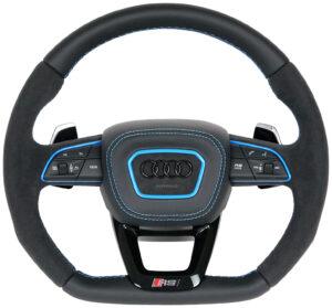 2 Audi Q3 SQ3 RSQ3 Lenkrad Alcantara Leder Naht blau Airbag Leder Alcantara