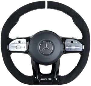 20 Mercedes Benz W205Mopf Lenkrad Performance Alcantara Naht weiss1