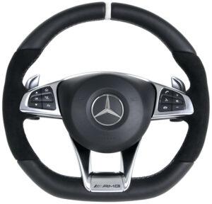 24 Mercedes Benz W205 Lenkrad Leder Alcantara 12 Uhr Mark silbergraues Alcantara1