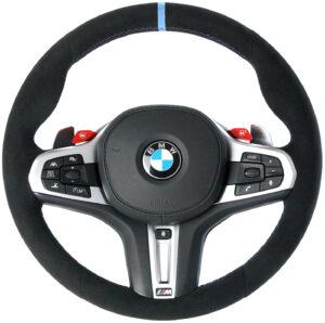 4 BMW M5 F90 Lenkrad Alcantara hellblaue 12 Uhr Mark Airbag Leder1