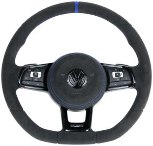 7. VW Golf 7 Lenkrad Alcantara schwarz blaue 12 Uhr Markierung Airbag Alcantara